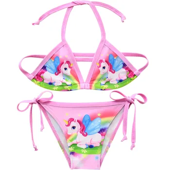 3-12Y Mielas Mergaičių Vienaragis maudymosi kostiumėlį, rožinė Vaikas Dirželis Bikini Kostiumas 2vnt Komplektus Vaikas Mados Drabužiai Vaikams, vaikiška