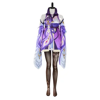 Žaidimas Genshin Poveikio Keqing Cosplay Kostiumas Kostiumą, Elegantiška Violetinė Suknelė Puikus Vienodas Helovinas Šalis Apranga Moterims
