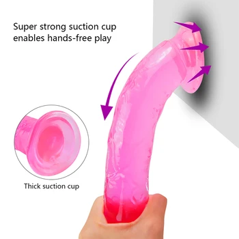 Crystal Realistiškas Penis Dildo Stipri Siurbimo Taurės Moterų Dildo Dirbtinis Gaidys Sekso Žaislai Faloimetor Moterų, Gėjų Masturbators