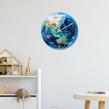 Šviesos Žemę Sieninis Laikrodis Planetos Spausdinti Laikrodis Studijų Kambario, Miegamojo Kambarį Apdaila Vaikams, Kūdikio Kambarys