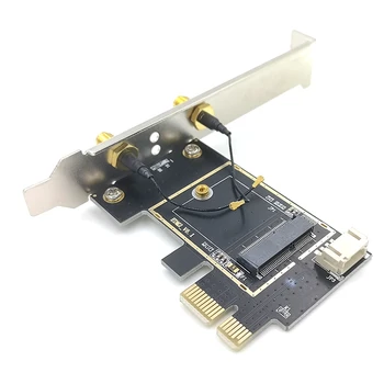 NGFF M2 Belaidžio tinklo Plokštę su PCI-E Pcie Darbalaukio Bluetooth Konverteris 2 KINTAMOSIOS srovės Adapteris su Antena AX200 9260AC 8265NGW
