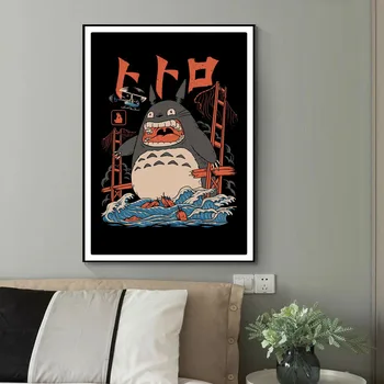 Japonų Samurajus Katė Ramen Nostalgija Namų Dekoro Meno Dekoro HD kokybės Animacinių filmų Tapybos gyvūnų plakatai, drobė, tapyba