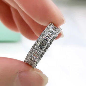 Luomansi S925 Sidabro Super Flash didelių Anglies, Deimantų Moterų Žiedas Vestuvių Dalyvavimo Šalies Fine Jewelry