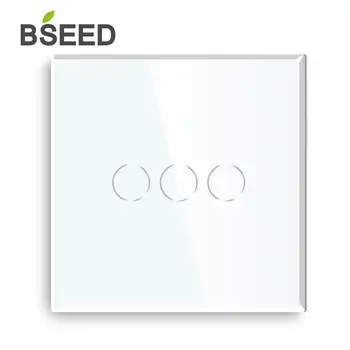 Bseed Prekės Touch Jungiklis 3 Gauja 1 Būdas Europos Standartas Touch Sensorius Jungiklis Juoda Balta Golden 3 Spalvų Su Stiklo Kristalų, Stiklo
