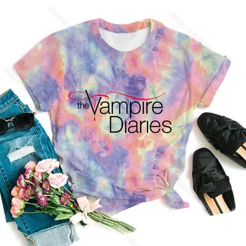Vampyro Dienoraščiai Mergaičių T Marškinėliai Vasarą Moterys 3D Spausdinimo Spalvinga marškinėliai, Unisex Tees Ponios Viršūnes Moterų trumpomis Rankovėmis Marškinėlius
