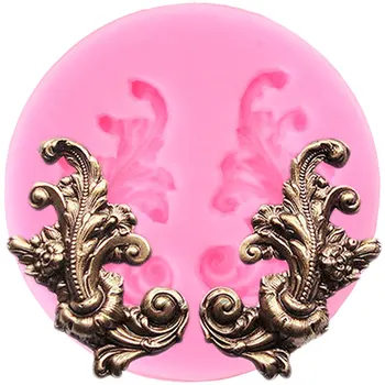 Baroko Pažymėkite Paramos Silikono Formų Gėlių Nėrinių Cupcake Topper Minkštas Tortas Dekoravimo Priemonės, Saldainiai Polimero Molis Šokolado Liejimo Formos