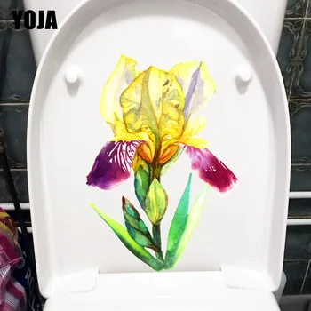YOJA 17X24CM Geltona Akvarelė Gėlės WC Tualeto Lipdukas Kūdikio Kambario Puošmena Sienos Lipdukas T1-1799