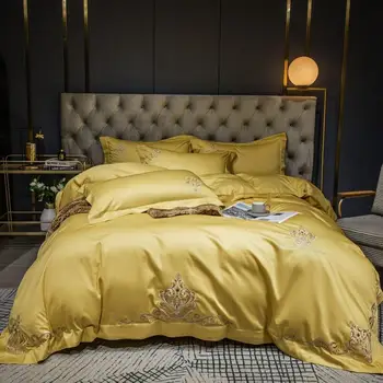 60S Egipto medvilnės Patalynės Komplektas Išsiuvinėti vientisos spalvos antklode padengti patalynė vestuvių viešbutis užvalkalai įrengtas lapas butas sheetl