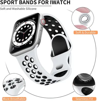 Silikono Dirželis Apple Watch Band 44mm 40mm iWatch 38mm 42mm minkštas Kvėpuojantis sporto watchband Apyrankė 