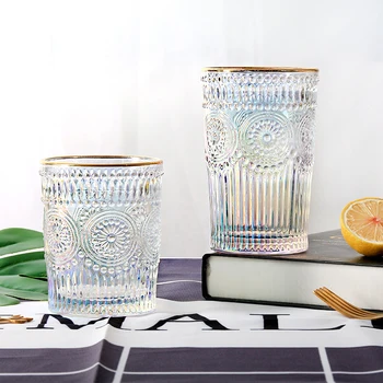 Europos-Retro Stiliaus Stiklo, Karščiui Atsparus Vandens Puodelį Kavos Puodelį, Įspaudų Phnom Penh Sun Flower Pusryčiai Taurės Puošmena Vyno Glas
