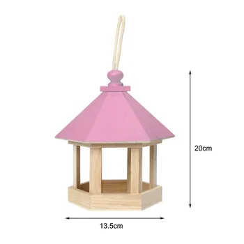 2021 Naujas Medinis paukštis tiektuvą karšto parduodant aukštos kokybės sodo puošmena kabo kieme šešiakampe namas formos naminių paukščių lesyklėlę