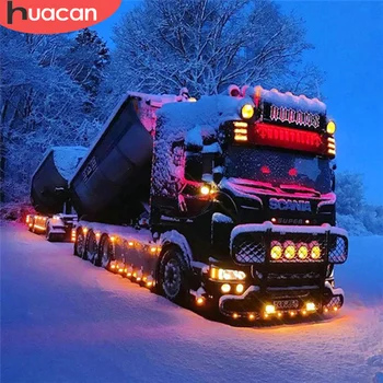 HUACAN 5D Diamond Tapybos Sunkvežimis Sniego kalnų krištolas Rinkinys Parduoti Diamond Siuvinėjimo Kraštovaizdžio Žiemos Vaizdą kalnų krištolas Namų Dekoro