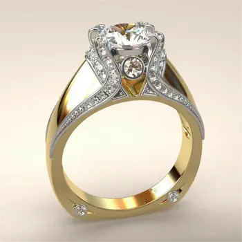 Mados moterų naujas pilnas karūna žiedo spalvų atskyrimas vestuvinis žiedas