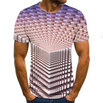 T-marškinėliai Vyrams su 3D spausdinimo, Madingi Viršų stiliaus Harajukuk, Languotas Atsitiktinis Marškinėliai su apvalia Iškirpte, Streetwear