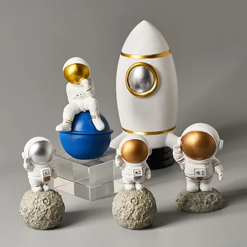 Šiaurės Astronautas Skulptūra Mini Kosmoso Vyras Statulėlės Dervos Amatų Namų Puošybai Modernus Minimalistinio Papuošalai Gimtadienio Dovana