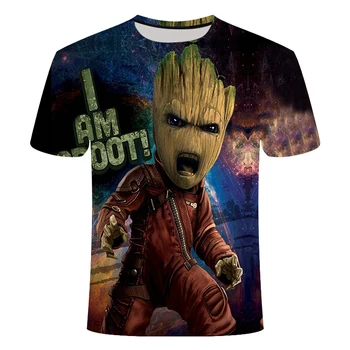 Superherojus Groot Filmo Globėjas Paukščių tako vyriški T-shirt Vasaros Naują 3D Spausdinimo Groot Vazonas Atsitiktinis Vaikų marškinėliai