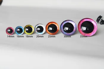 20pcs 12kinds spalvas kaip 14mm 16mm 18mm 20mm 25mm 30mm 35mm Trapecijos formos žaislas akis 3D SPALVINGA SAUGOS LĖLĖS AKYS 