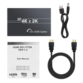 Neoteck HDMI Suderinamus Splitter 1-4 Iš 1x4 Uostų Langelis Palaiko 1.4 HDCP Apeiti Visą Ultra HD 1080P 4K/2K 3D DVD XBOX