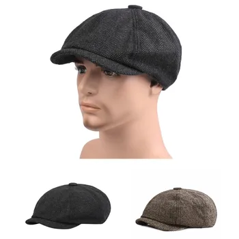 JAYCOSIN Moterys Vyrai Skrybėlę Beretės Juoda Pilka Eglute Šiltas Newsboy Baker Berniukas Kietas Atsitiktinis Plokščia Tvido Kepurė Mens Gatsby Hat, #45