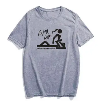 Juokinga Džiaugtis Gyvenimu Valgyti Dažniau Lytis Marškinėliai Moterims Topai Vasaros trumpomis Rankovėmis Atsitiktinis Marškinėliai, Femme T-shirts Camisas De Mujer