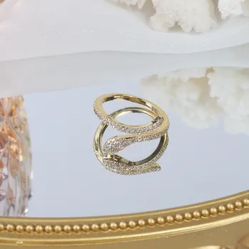 Naujas Mados Juvelyrikos Išskirtinį 14 KARATŲ tikru Auksu Padengtą AAA Cirkonis Paprasta Gyvatės Žiedas Elegantiškas Moterų Atidarymo Reguliuojamas Vestuvių Dovana