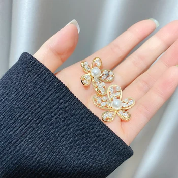 JUWANG Derliaus Gėlių Stiliaus Moterų Auskarai 14 K tikro Aukso Užpildytas Stud Auskarai, Auskarų Prabanga Fine Jewelry Pendientes Mujer