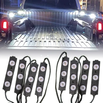 8PCS 24 LED Roko Lengvųjų Sunkvežimių Lova Šviesos Rinkiniai, m/Jungiklis Sunkvežimių RV Pikapas Lova Lempos Off Road Pagal Automobilio Šoniniai Gabaritiniai Roko Apšvietimas