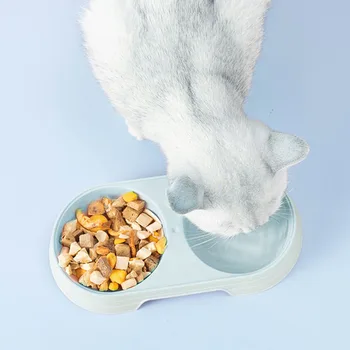 Plastikiniai Šerti du kartus Dubenėlį 2 in 1 Šuniukas Katės Maisto, Vandens Tiektuvas Konteinerių Katė Žaislas Ratas Dantį Interaktyvūs