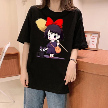 Japnanese anime T-Shirt Kiki ' s Delivery Service Animacinių filmų t - shirt Viršūnes Harajuku moteris tshirts plius dydžio marškinėlius kawaii drabužiai
