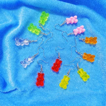 SHOUMAN Pareiškimą Minimalistinio Tabaluoti Želė Polychromatic Gummy Bear Lašas Auskarai mados Moterų Mergina Papuošalai
