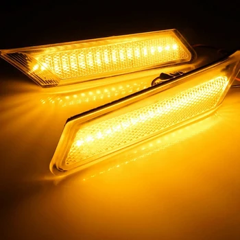 2vnt/Set Automobilių Gintaro LED Priekiniai Šoniniai Gabaritiniai Žibintai skaidraus Lęšio Posūkio Signalo Žibintai- 