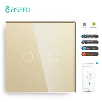 BSEED Wifi 2 Gaujos 1/2/3 Būdas Smart Switch LED Mygtukų Stiklo Panelė Smart Switch Dirbti Su Tuya 
