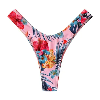 Naujas Moterų Brazilijos T-Atgal Iškirpti Diržas Apačioje Bikini Maudymosi kostiumai Seksualus Gėlių Spausdinti Apačioje Dirželius Brazilijos biquini Monokini Sexy