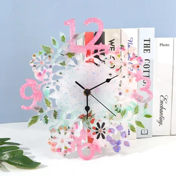 Gėlių Formos Sieninis Laikrodis Silikono Formos Laikrodis Su Judėjimo 