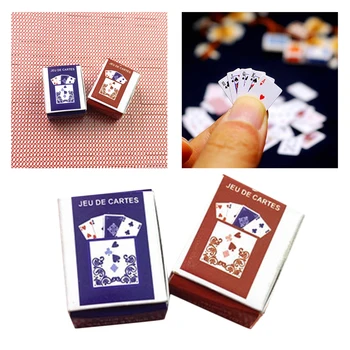 2 Dėžės Pokerio Žaisti Žaidimus Korteles (Iš Viso 54 Vnt.) 1/12 Miniatiūriniai Lėlių Priedų