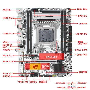 JGINYUE X99 Plokštė LGA2011-3 Combo Su Xeon E5 4620 V3 procesorius DDR4 32GB 4*8G Darbalaukio RAM Server Mainboard X99M-PLUS-D4