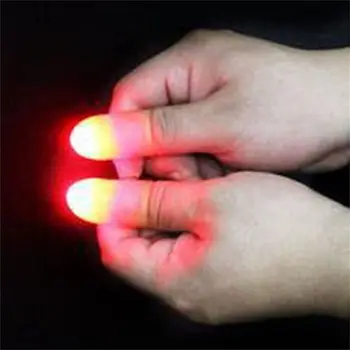 1 Pora Kūrybos Magija Žaislai Šviesos Iki Nykščio Patarimai, kaip Su LED Raudonos spalvos Magija Nykščio Patarimas Šviesos Iliuzija Vaikams, Žaislai, 2 Vnt Rekvizitai Juokinga
