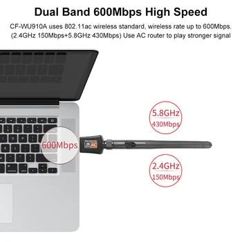 5 ghz 2.4 Ghz 600Mbps Mini USB WiFi Adapteris RTL8811AU For Desktop/Laptop/VNT Belaidis dviejų dažnių 802.11 ac