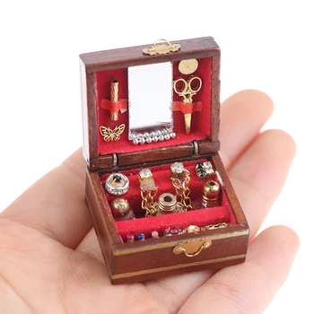 1Set Mini Papuošalų Dėžutės Modelis Lėlių Miniatiūros Vaikams 