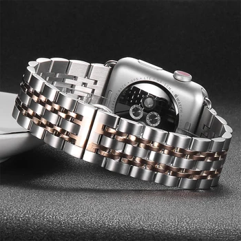 Nuorodą Apyrankę, Dirželį, Apple Watch Band 44mm 40mm 42mm 38mm 5/4/3/2/1 Iwatch Apyrankę Metalo Drugelis Sagtis Watchband+dėžutė+įrankio