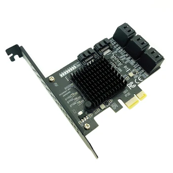 PCI-e 8 Uostai SATA 3 III 3.0 6 Gb SSD Adapter PCIe PCI-e x1 Valdiklio plokštės Plėtimosi Kortelės Palaikymas x4 x6 x8 x16 88SE9215