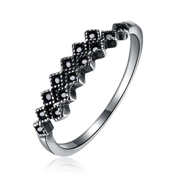 ZEMIOR Pora Derliaus Žiedas S925 Sterling Silver Black Fine Boutique Jewelrys Sužadėtuvių Žiedai Cirkonis Inlay 