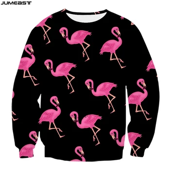 Jumeast Prekės ženklo Vyrai Moterys 3D Atspausdintas Palaidinukė Gyvūnų Flamingo Hip-Hop ilgomis Rankovėmis Mados Marškinėliai Sportas Megztinis Viršūnes Tees