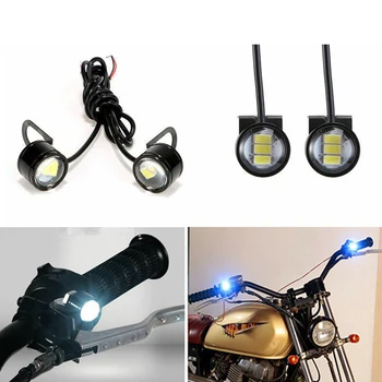 2 Vnt LED Motociklo priekinis žibintas Akiratyje Vairavimo dieninės Šviesos Lempos