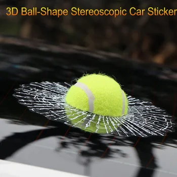 3D Juokinga Automobilio Auto Optikos Kūno Langą Lipni, Kamuolys Pataiko į aplinkosaugos ¾enklelis Teniso Decal Stereoskopinis Tinka Automobiliams