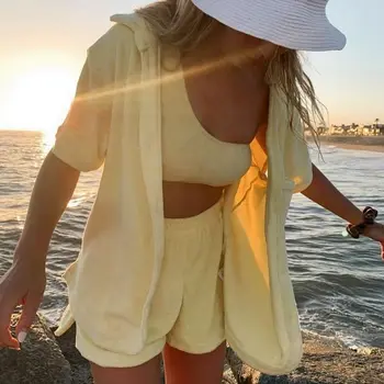 Vasaros Aksomo Paplūdimio Dviejų Dalių Rinkinys Moterims Tracksuit Loungewear Atsitiktinis Marškinėliai Viršų Ir Laisvi Šortai Komplektus Treniruotės Moters Kostiumas Rinkinys